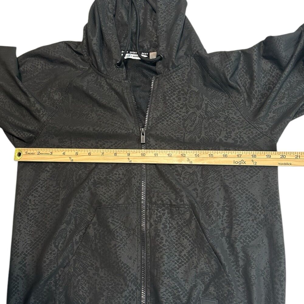 DKNY Sport Hooded Zip Jacket Black Snakeskin Print Mesh Lined XS Athleisure - Picture 9 of 10